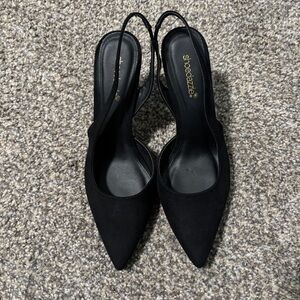 Shoe Dazzle Elegant Black Slingback Heels